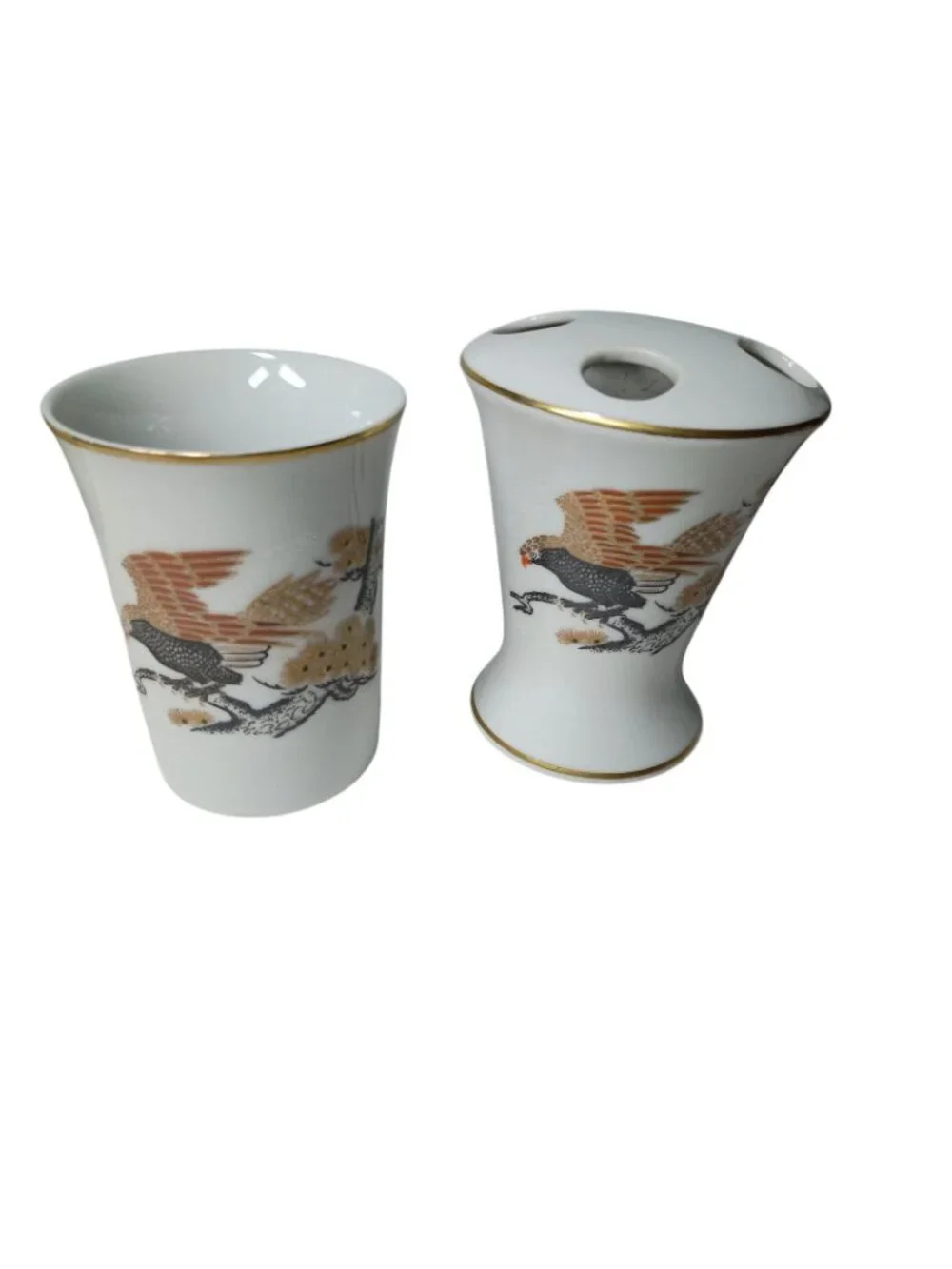 Peking East Porcelain 3 Piece Hawk Bathroom Accessory Set Lodge Bird Soap Dish